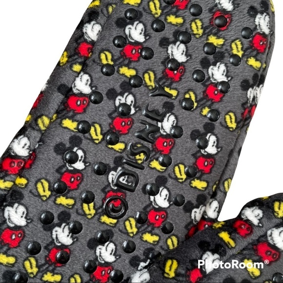 o Disney Vintage Style Mickey Mouse Faux Fur Lined Grip Slip On Slipper Socks - Picture 5 of 5